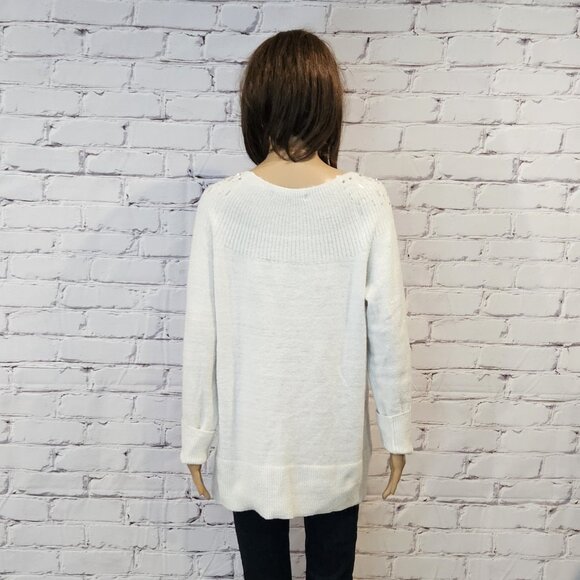 Apt. 9 - off-white sweater with silver beading detail - Winter/holiday sweater! - Picture 8 of 9